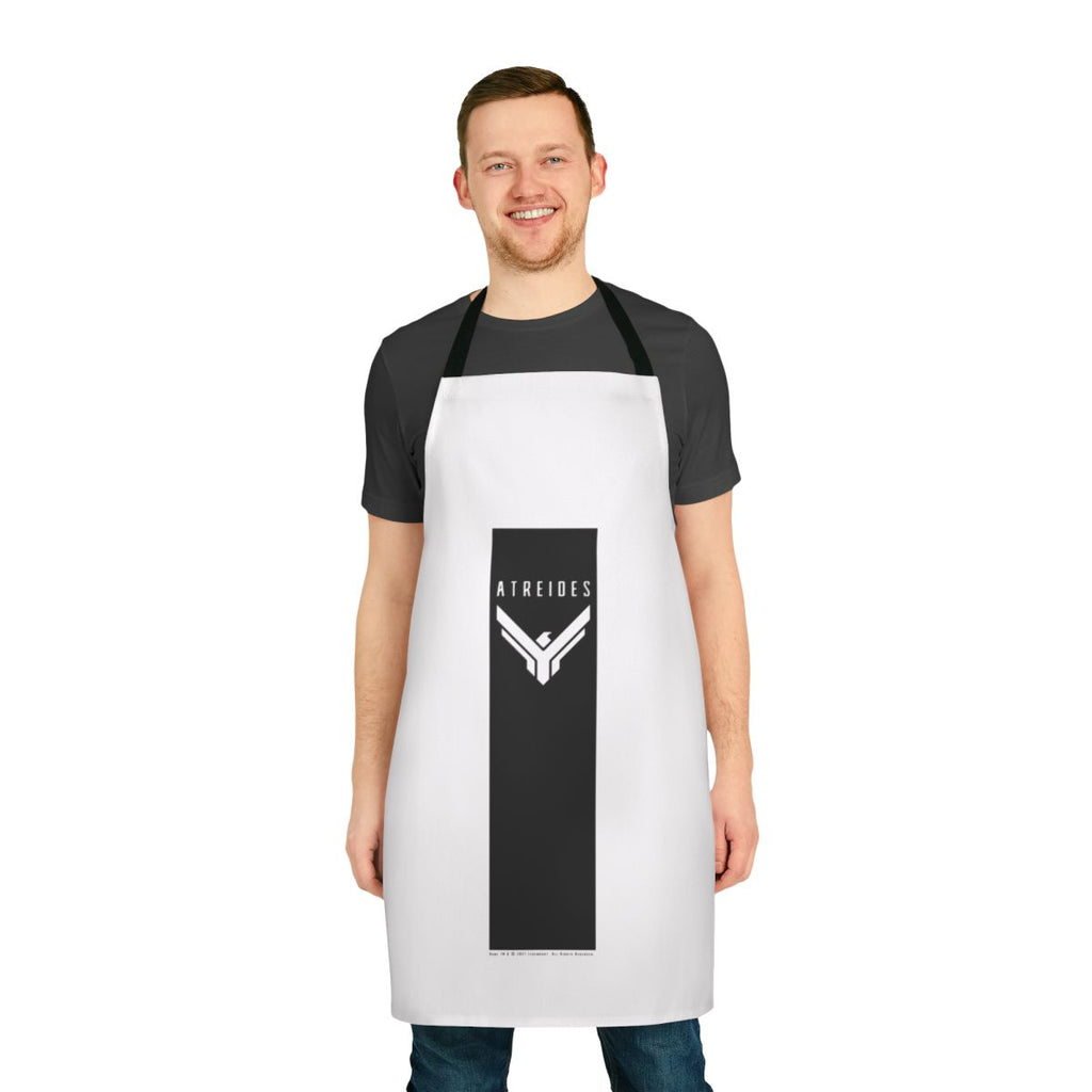 Dune House Atreides inspired black apron with Arrakis desert and spice motif