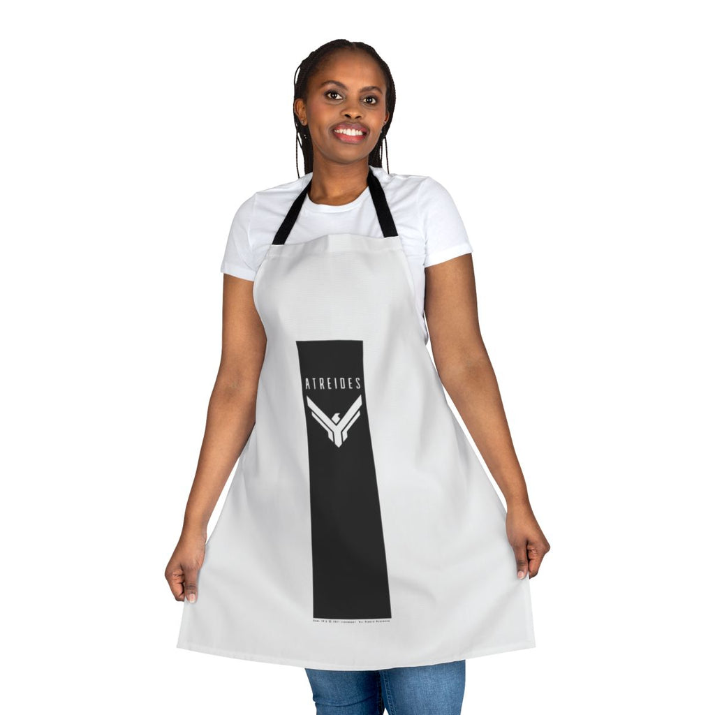 Dune House Atreides inspired black apron with Arrakis desert and spice motif