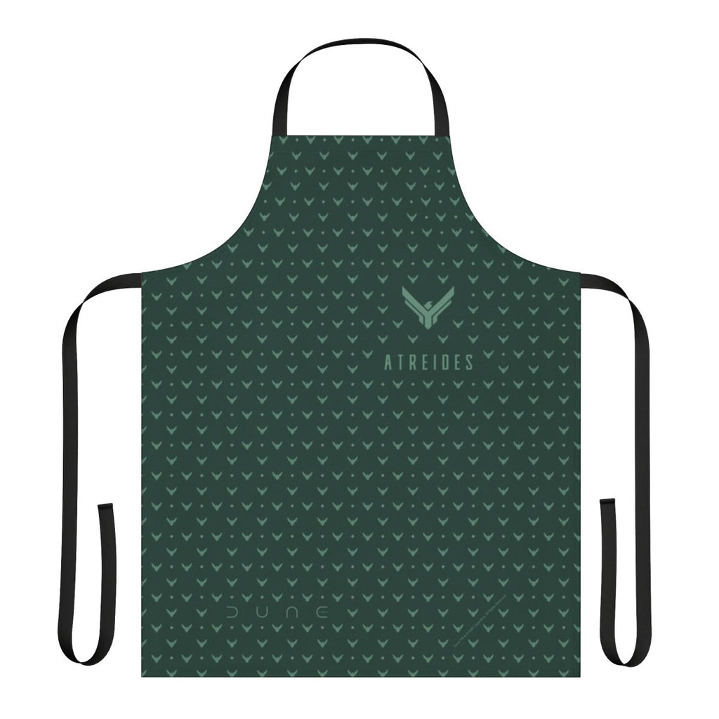 Dune-inspired House Atreides pattern apron with desert and sandworm imagery