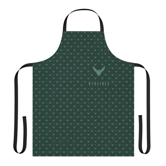 Dune-inspired House Atreides pattern apron with desert and sandworm imagery