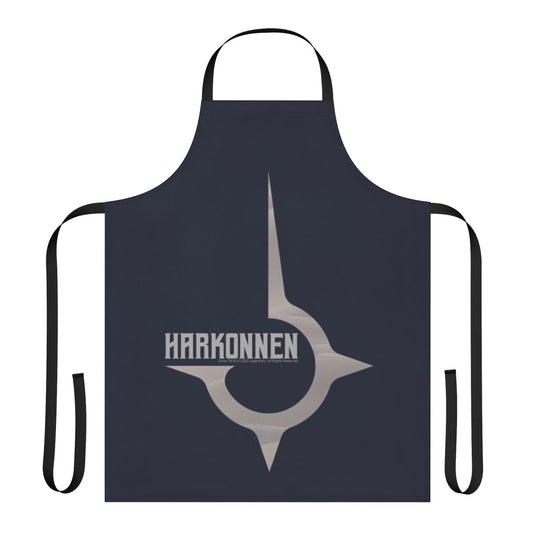A gray apron featuring the House Harkonnen emblem, inspired by the Dune universe.