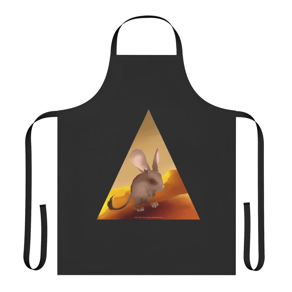 Dune-inspired apron featuring a kangaroo mouse design against a desert backdrop with Arrakis sandworms.