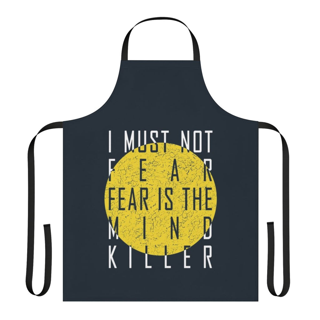 White apron featuring the Litany Against Fear from the Dune science fiction series