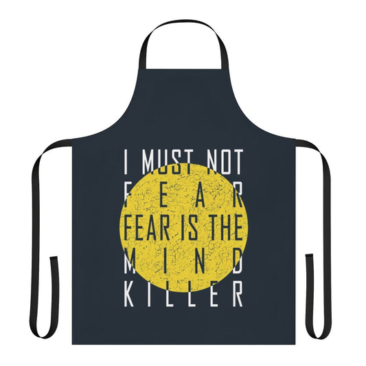 White apron featuring the Litany Against Fear from the Dune science fiction series