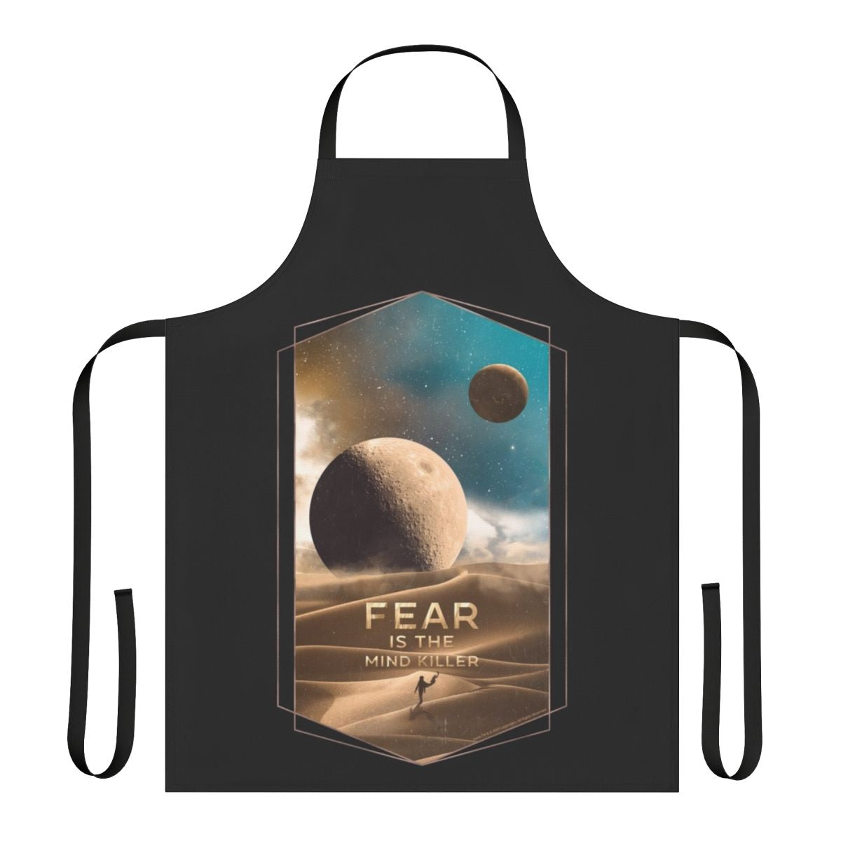 Dune-inspired apron featuring the Muad'Dib symbol and Arrakis house crests