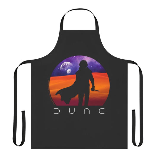 Dune-inspired Muad'dib apron featuring desert imagery and Fremen symbols