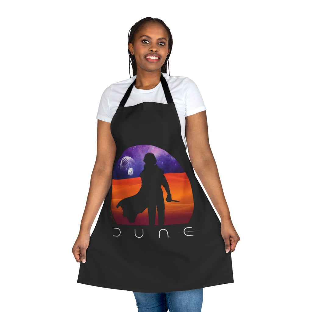 Dune-inspired Muad'dib apron featuring desert imagery and Fremen symbols