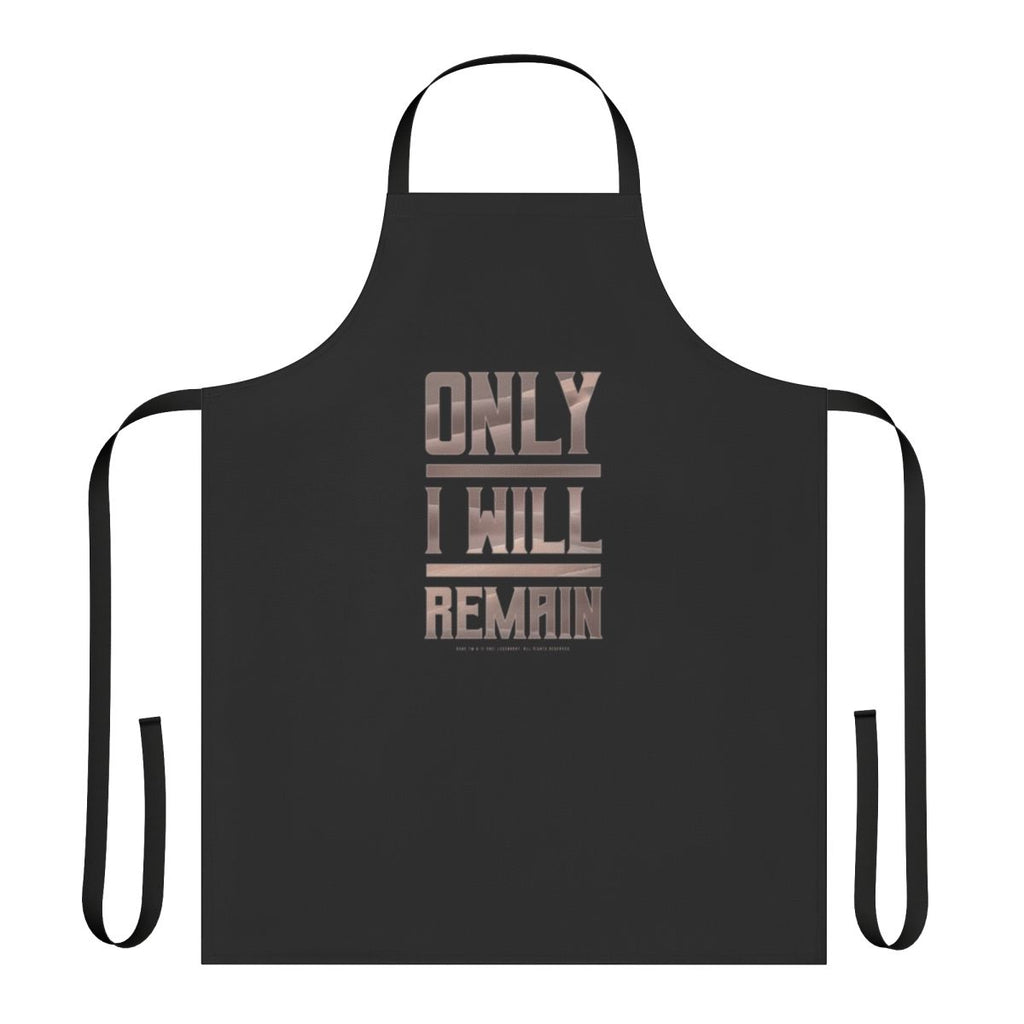 Dune-inspired apron with the quote "Only I Will Remain" on a light background