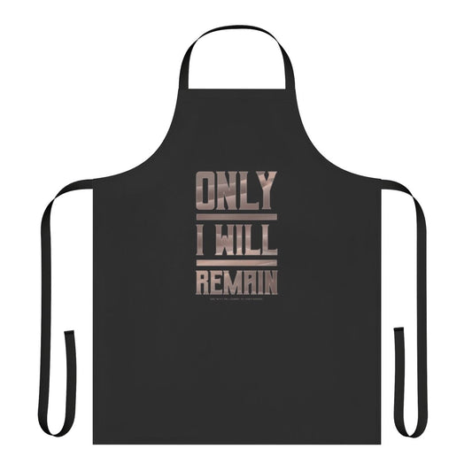 Dune-inspired apron with the quote "Only I Will Remain" on a light background