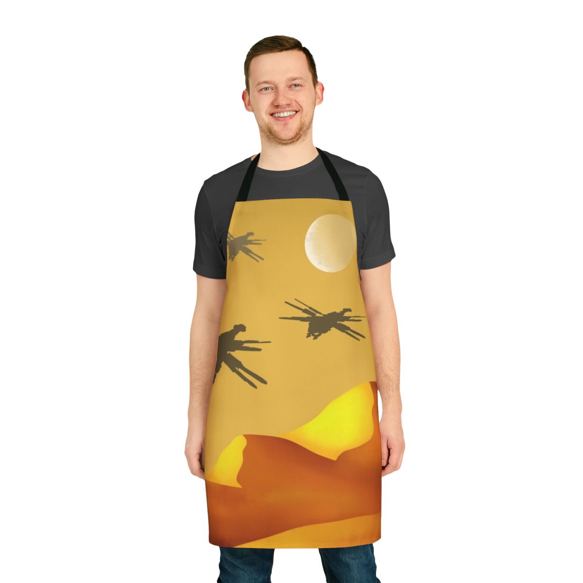 Dune-themed ornithopter apron featuring Atreides, Harkonnen, and Fremen designs