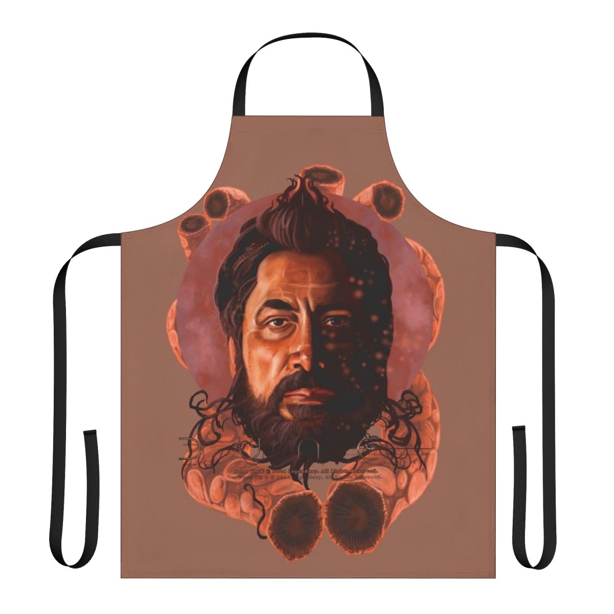 Dune-inspired apron featuring sand worms artwork by artist ak_hevonen