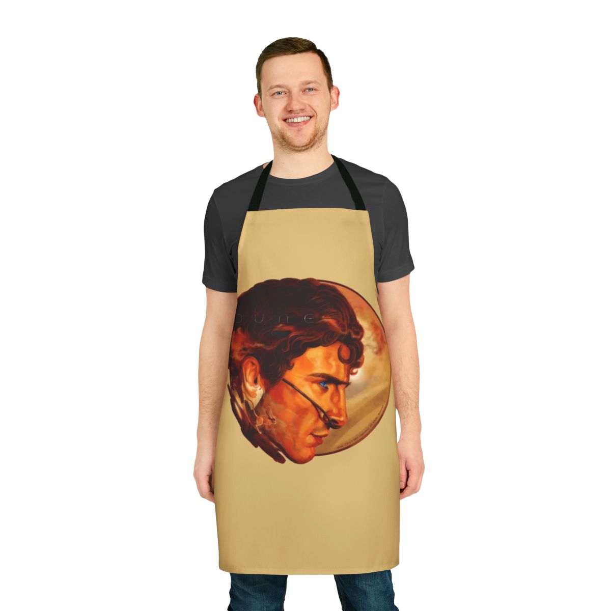 Dune-Inspired Apron Featuring a Painting of Paul Atreides