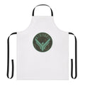 Dune inspired round light pattern design on a kitchen apron