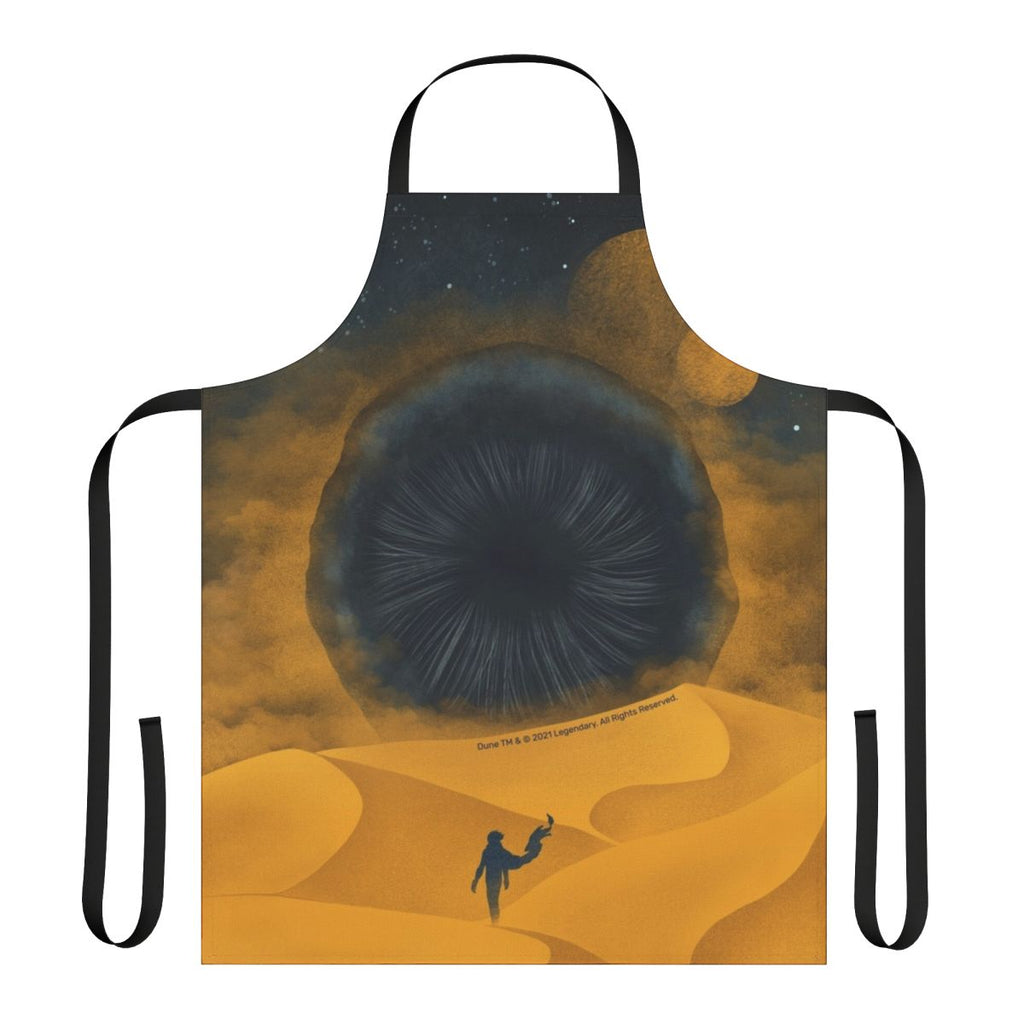 A yellow apron featuring a Dune-inspired sand design