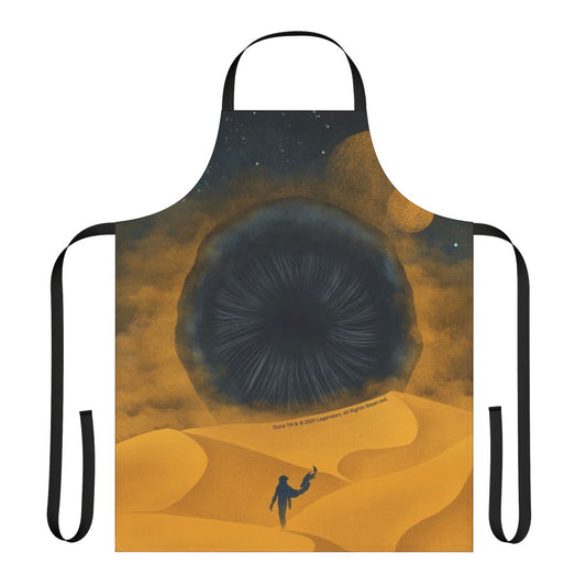 A yellow apron featuring a Dune-inspired sand design