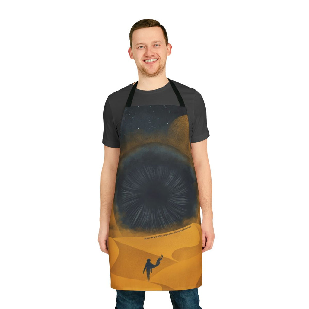 A yellow apron featuring a Dune-inspired sand design