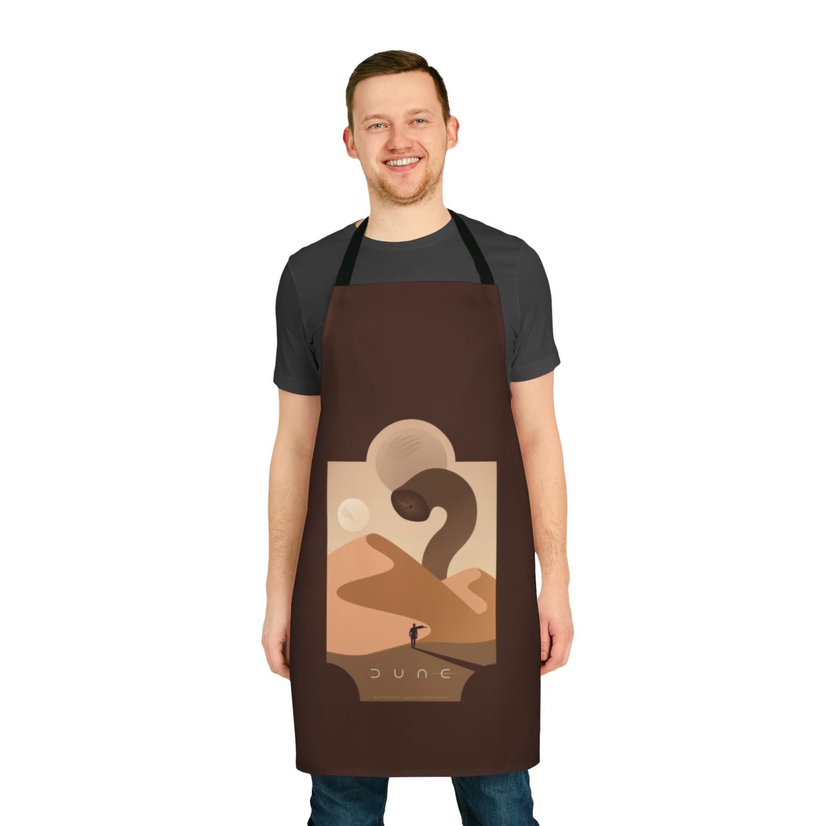 A durable, high-quality apron featuring an Arrakis sandworm design for Dune fans.