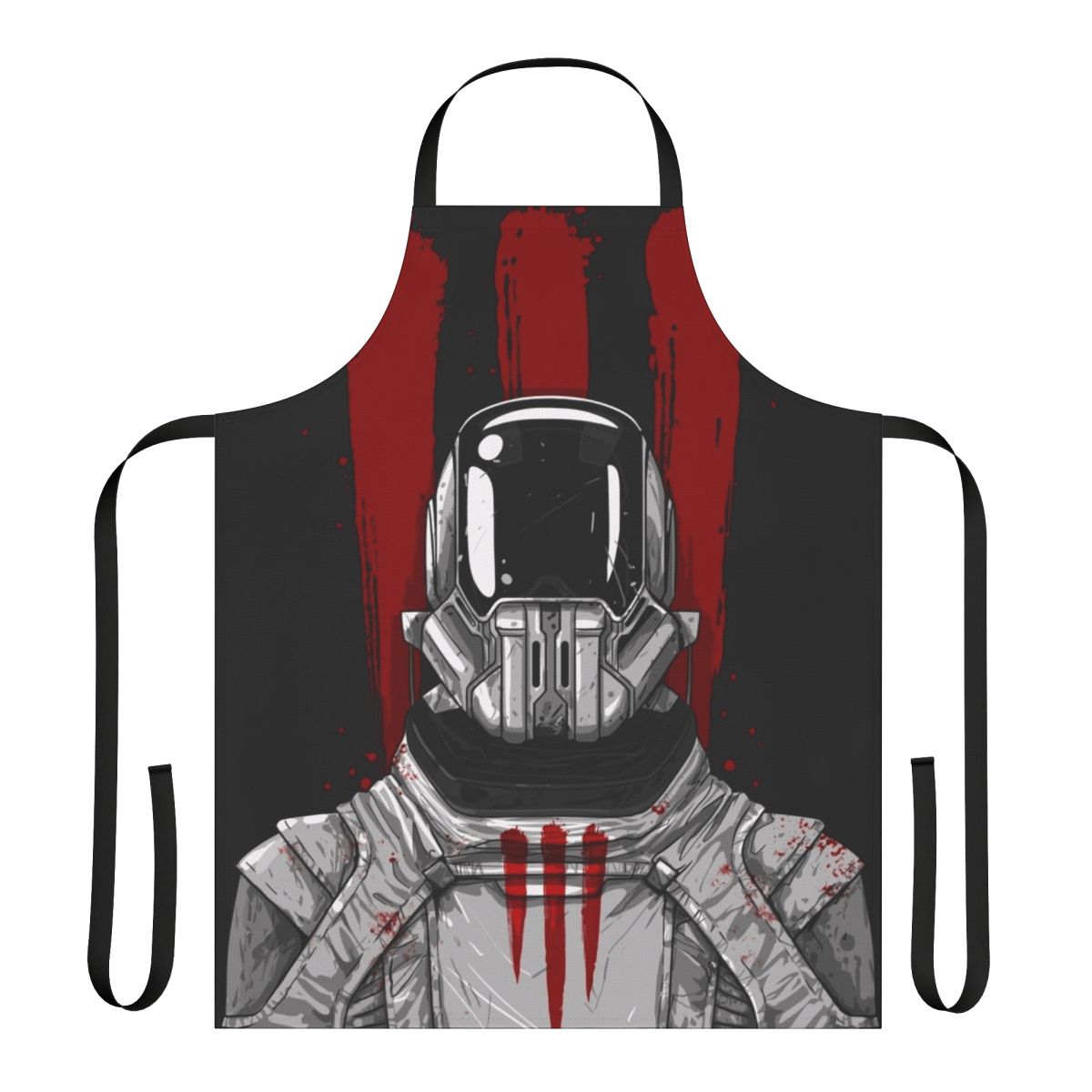 Apron featuring an original Dune-inspired design of a Sardaukar imperial soldier in black