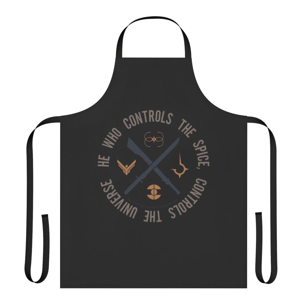 Dune inspired spice apron with Dune faction logos