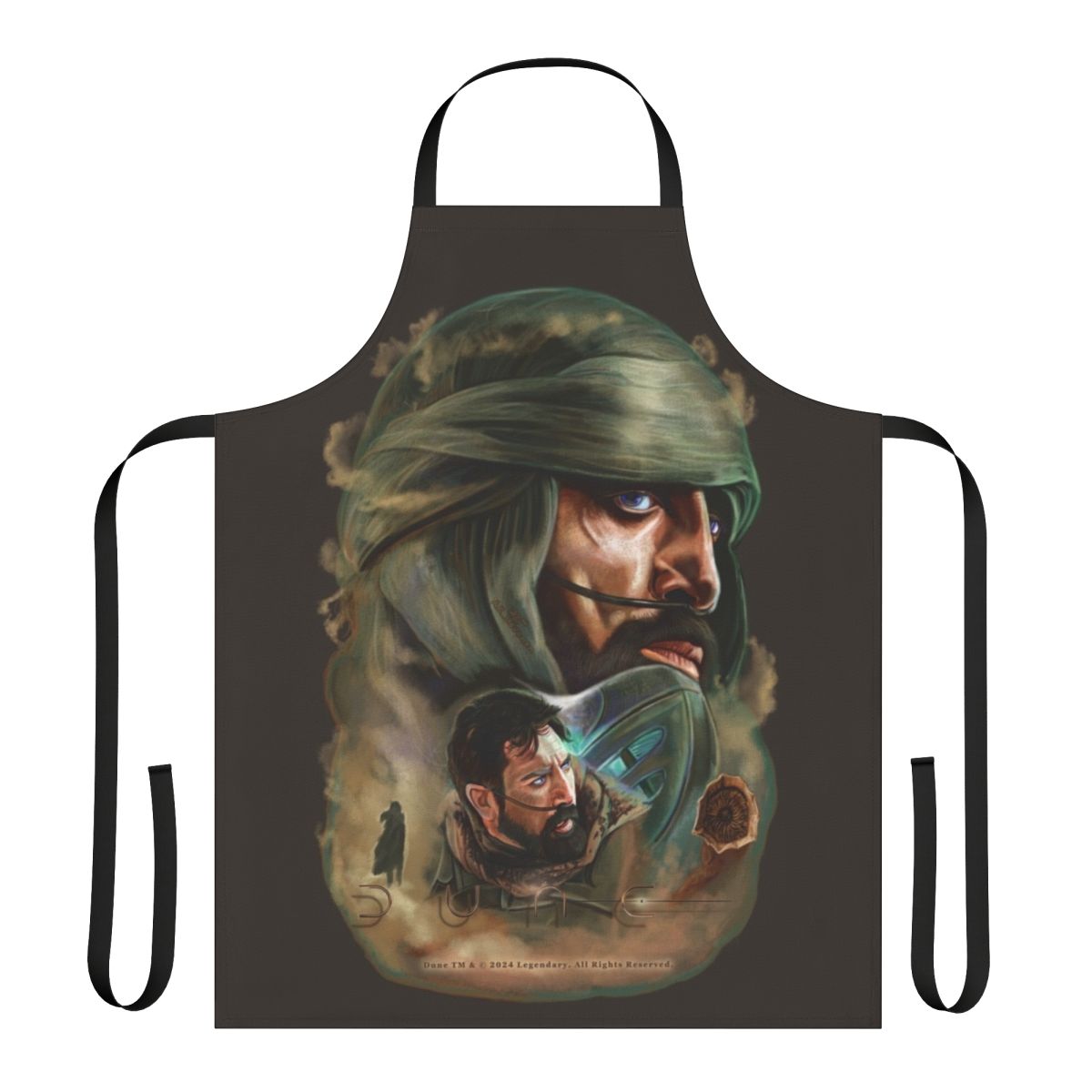 Dune-inspired apron featuring a painting of Stilgar, a prominent character from the Dune universe