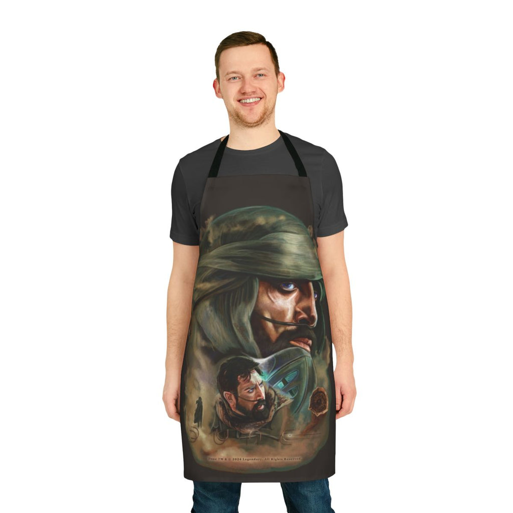 Dune-inspired apron featuring a painting of Stilgar, a prominent character from the Dune universe