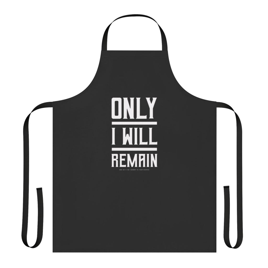 Dune-inspired white apron with the quote "Only I Will Remain"
