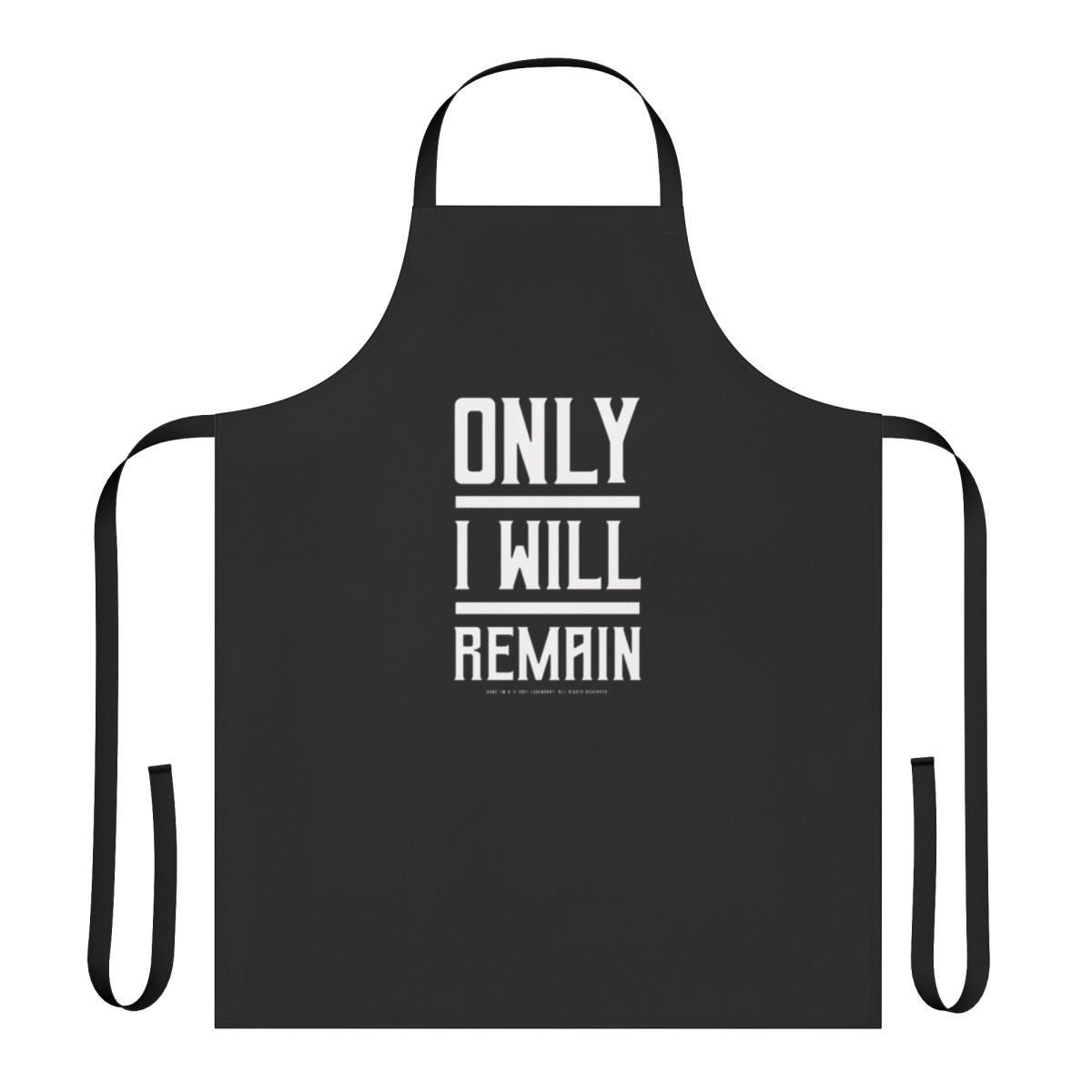 Dune-inspired white apron with the quote "Only I Will Remain"