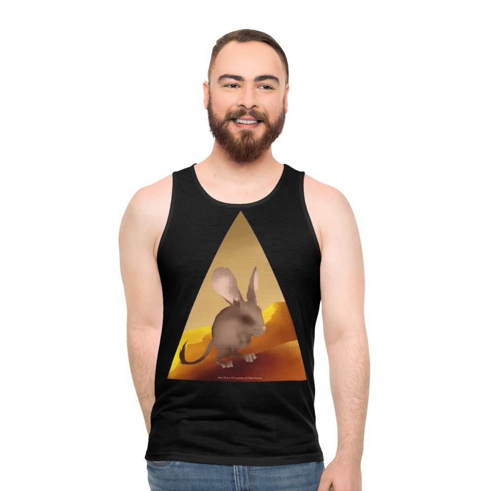 Unisex tank top featuring 'Dune' inspired kangaroo mouse design