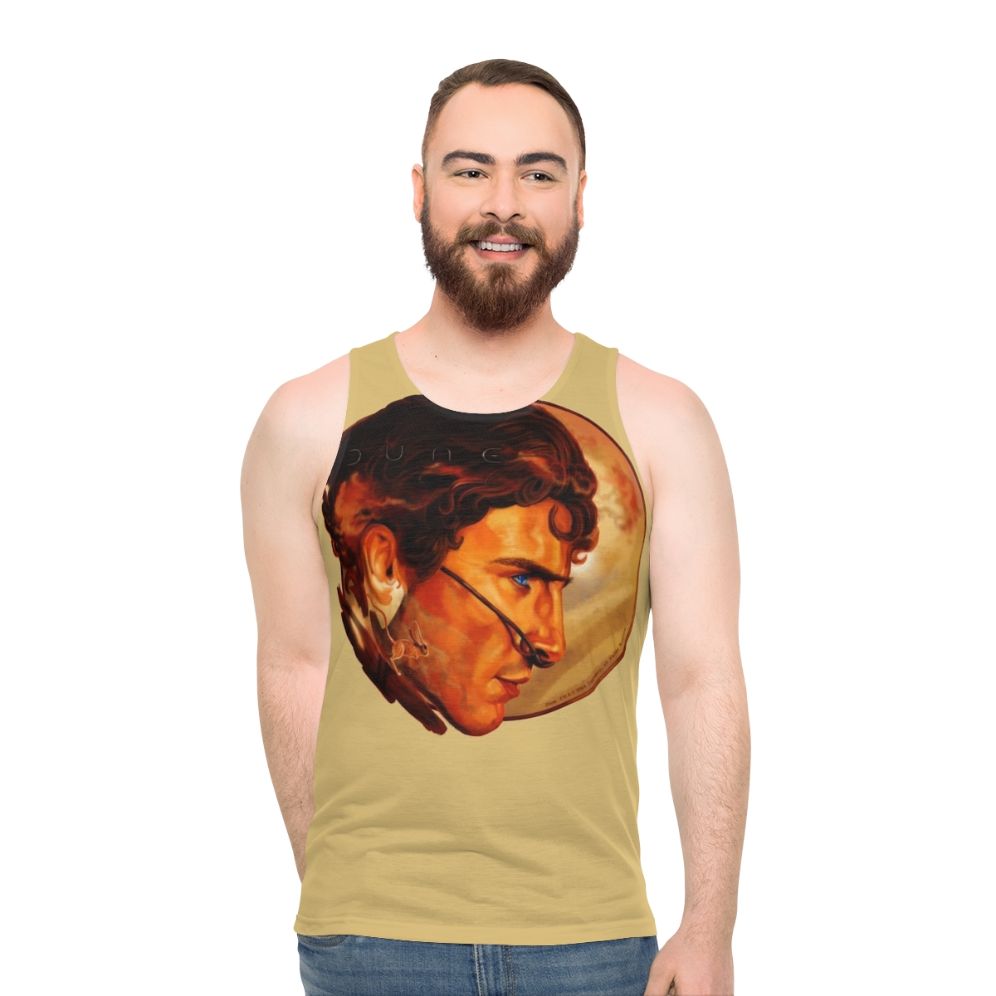 Dune movie inspired unisex tank top with Paul Muad'Dib painting