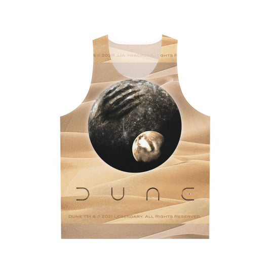 Dune movie inspired unisex tank top with planet and moon design