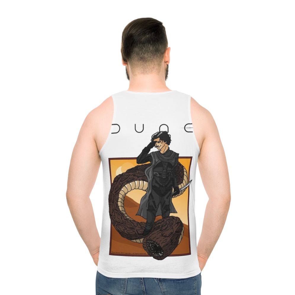 Dune sandworm riding unisex tank top