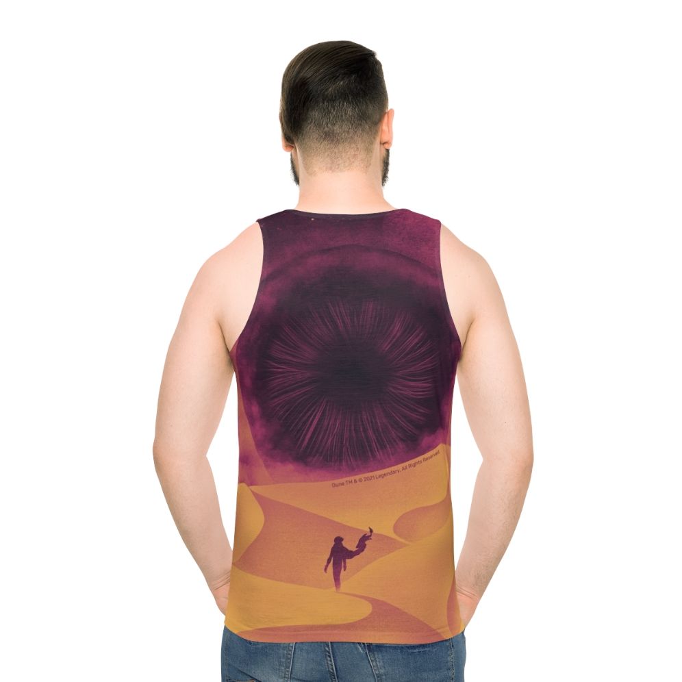 Dune inspired unisex tank top with Shai Hulud graphic design