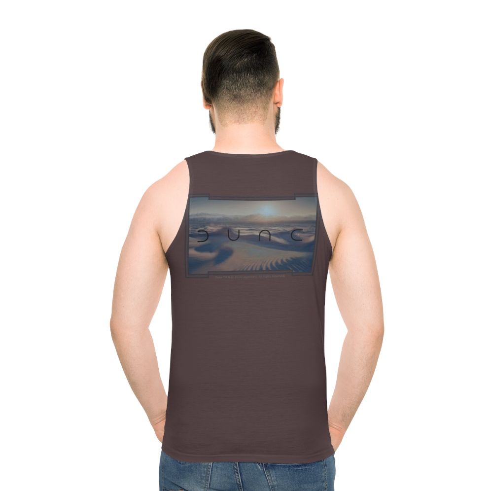 Dune-inspired unisex tank top with desert landscape design