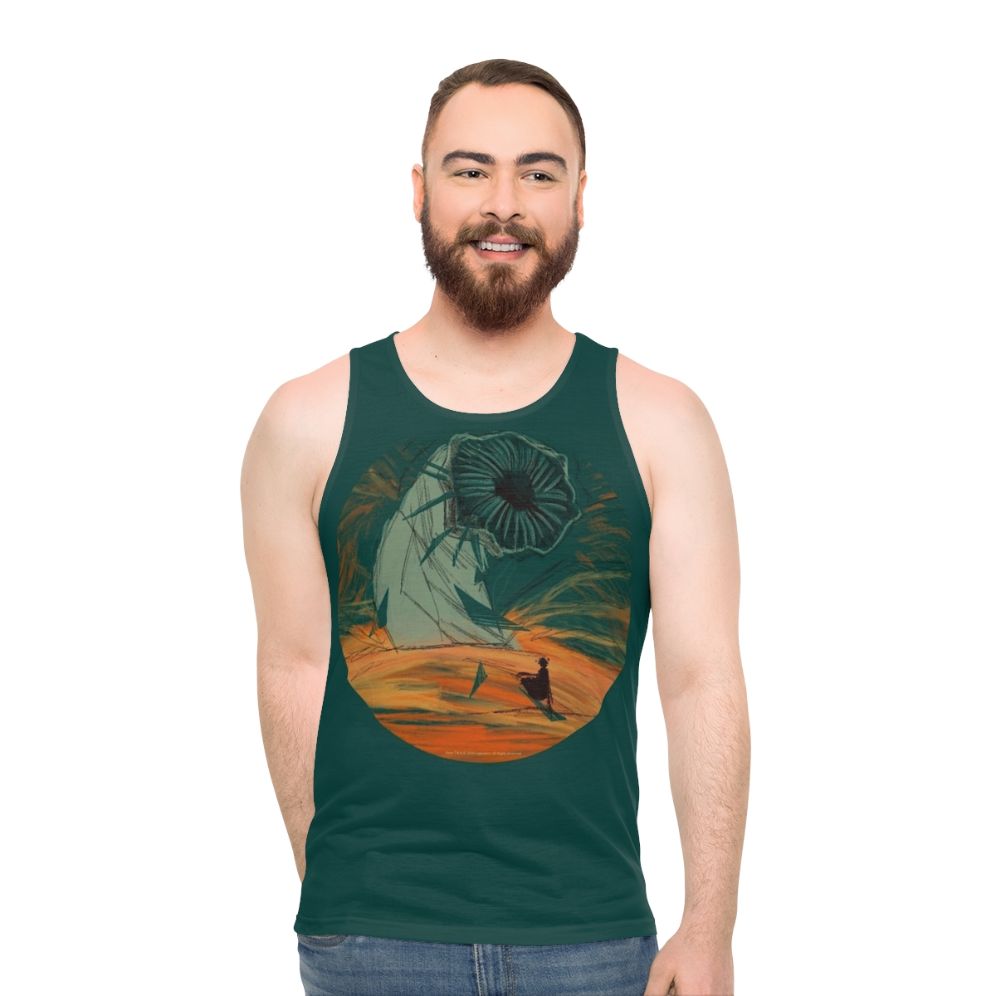 Dune Unisex Tank Top featuring Arrakis landscape and sandworm