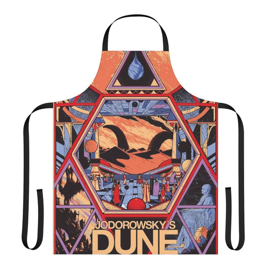 Artistic purple and grey apron with "Dunes" inspired design