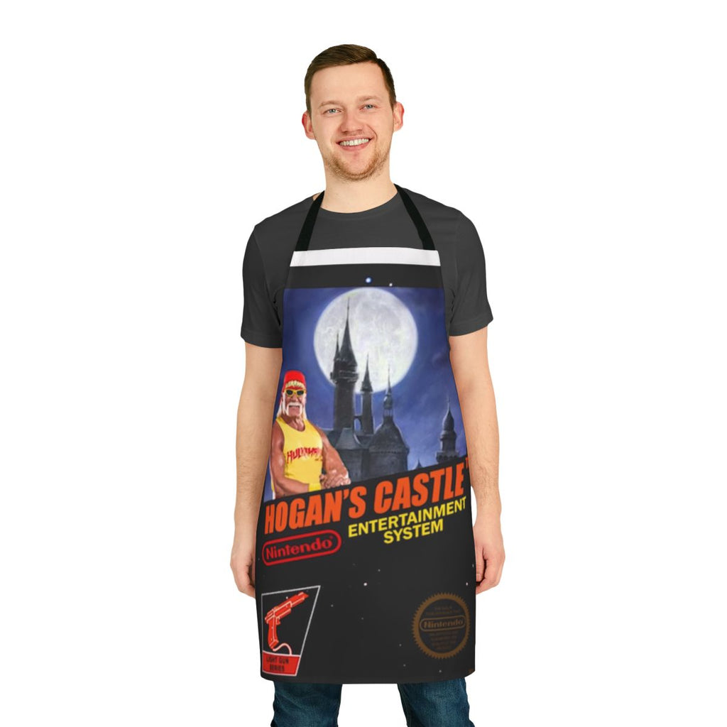 Dunkey gaming-themed apron with Hogan's Castle graphic