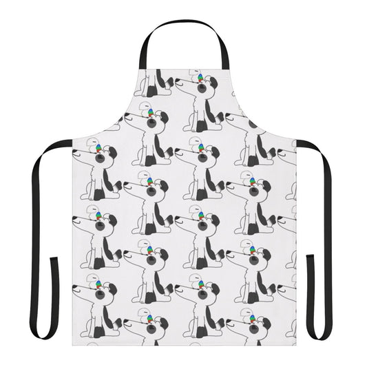 Image of a dog and bird themed apron