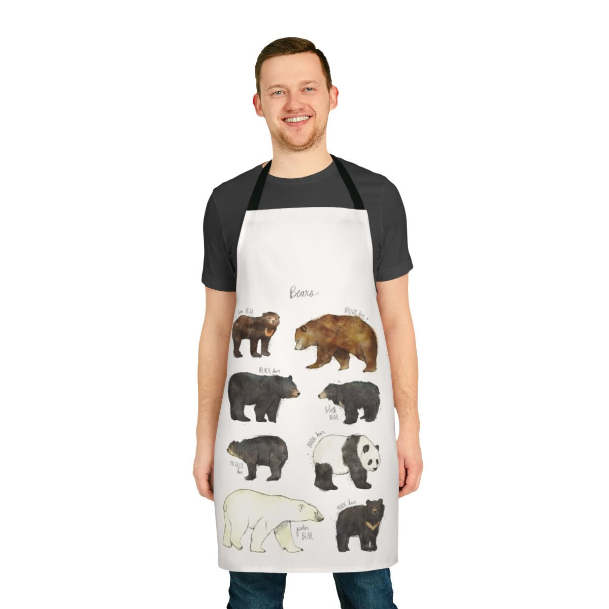 A high-quality apron featuring a bear design, perfect for cooking, gardening, or outdoor adventures.