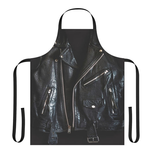 A high-quality black leather apron perfect for bikers, mechanics, and workshop use.