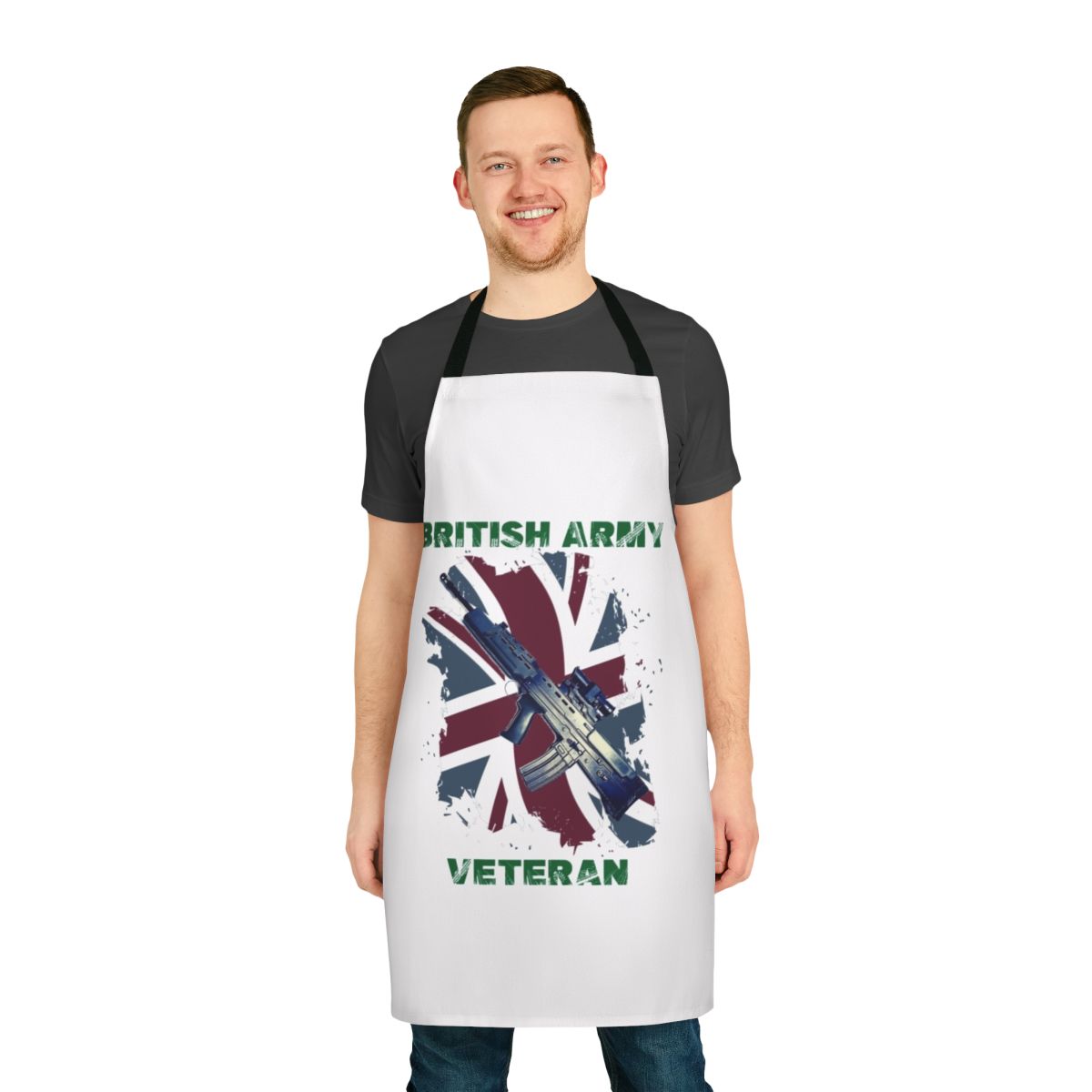 British military-inspired apron with text and graphics honoring British Army veterans