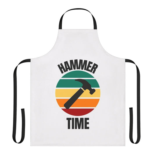 A carpenter's work apron featuring a hammer, screwdriver, and other tools.