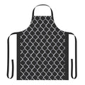 A black and white apron featuring a chain link fence pattern, perfect for industrial or home use.