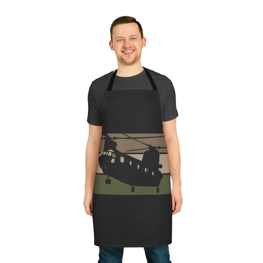 Chinook helicopter inspired black apron