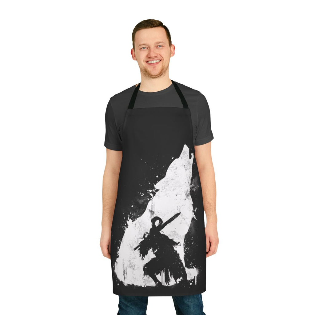 Dark fantasy-inspired warrior apron with Artorias and Sif design