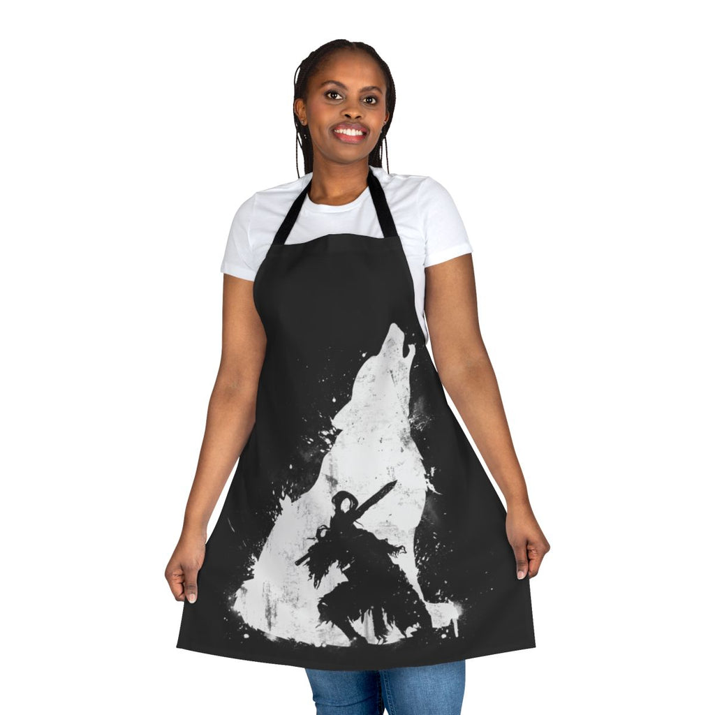 Dark fantasy-inspired warrior apron with Artorias and Sif design