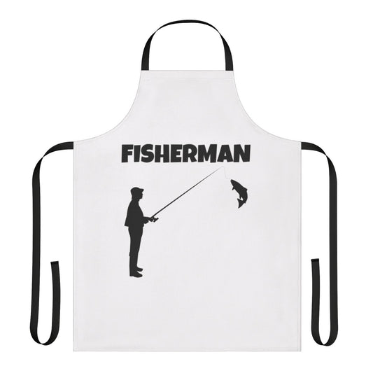 Fisherman wearing a durable, high-quality apron for outdoor cooking and fishing activities