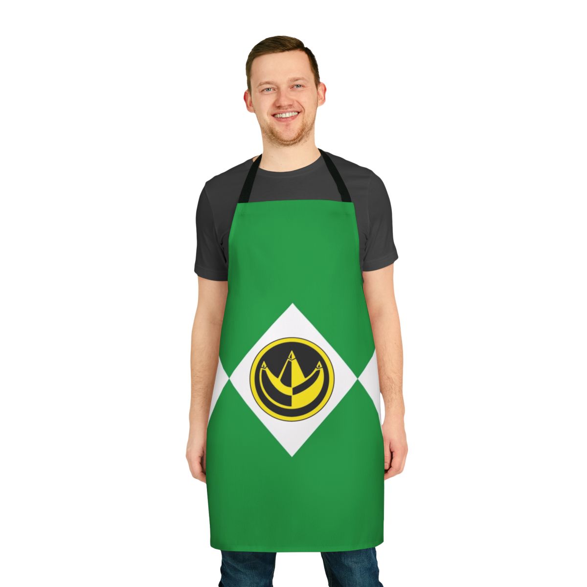 A green apron featuring the Green Ranger from the Power Rangers franchise