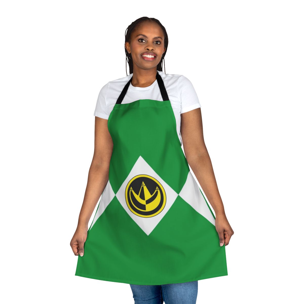 A green apron featuring the Green Ranger from the Power Rangers franchise