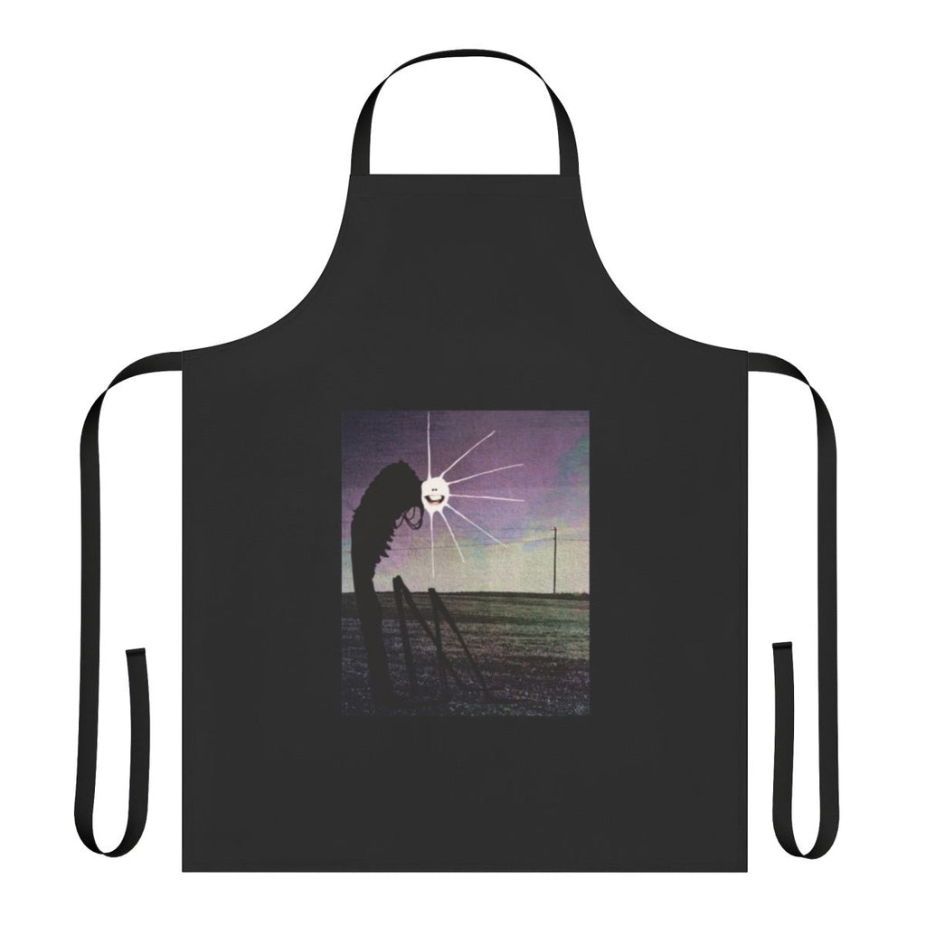 Person wearing a durable, highway-inspired apron while cooking in the kitchen