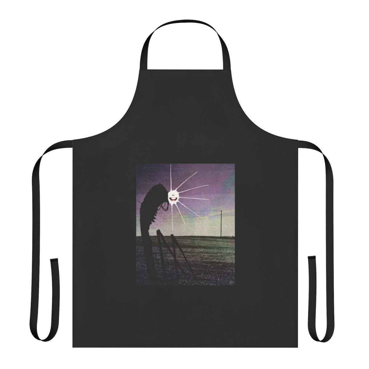 Person wearing a durable, highway-inspired apron while cooking in the kitchen